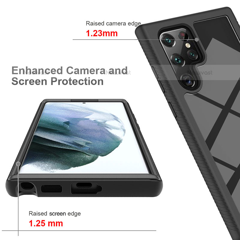 Silicone Transparent Frame Case Cover 360 Degrees M02 for Samsung Galaxy S23 Ultra 5G