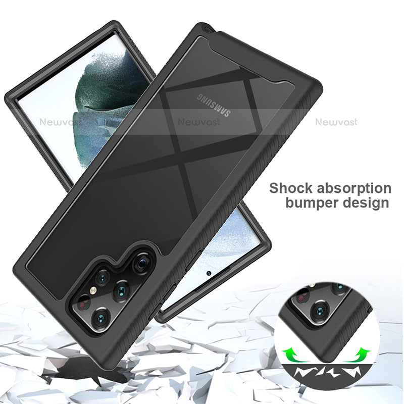 Silicone Transparent Frame Case Cover 360 Degrees M03 for Samsung Galaxy S23 Ultra 5G