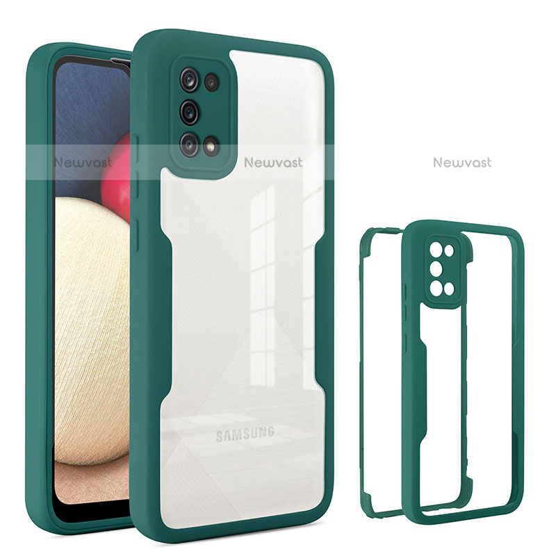 Silicone Transparent Frame Case Cover 360 Degrees MJ1 for Samsung Galaxy A02s Green