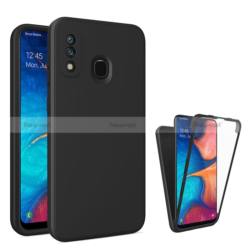 Silicone Transparent Frame Case Cover 360 Degrees MJ1 for Samsung Galaxy A30 Black