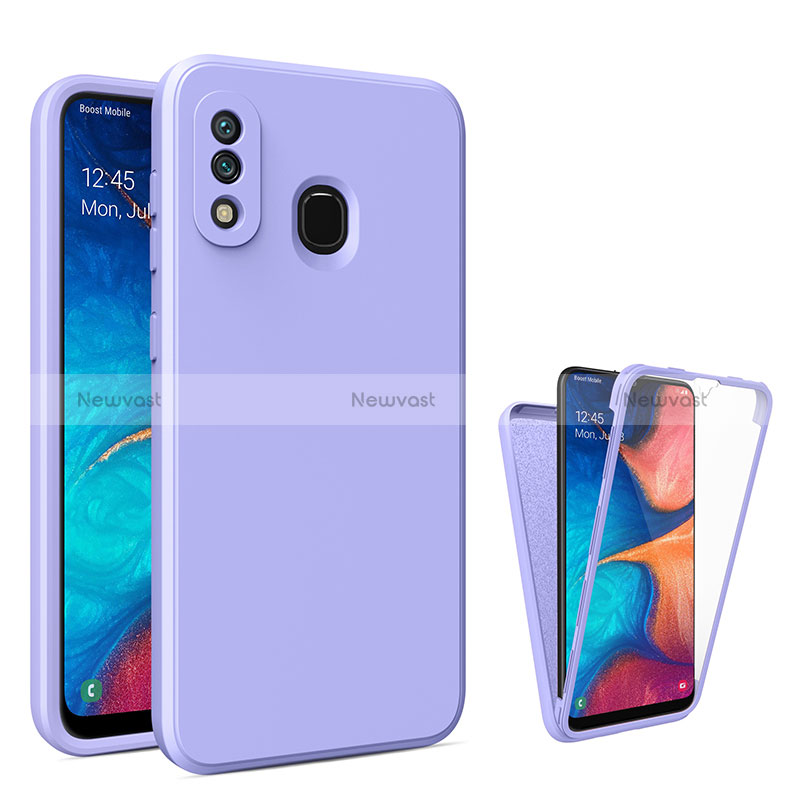 Silicone Transparent Frame Case Cover 360 Degrees MJ1 for Samsung Galaxy A30 Clove Purple