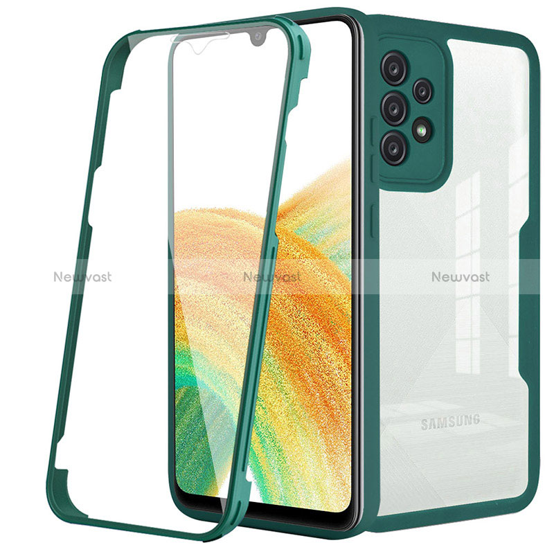 Silicone Transparent Frame Case Cover 360 Degrees MJ1 for Samsung Galaxy A33 5G Green