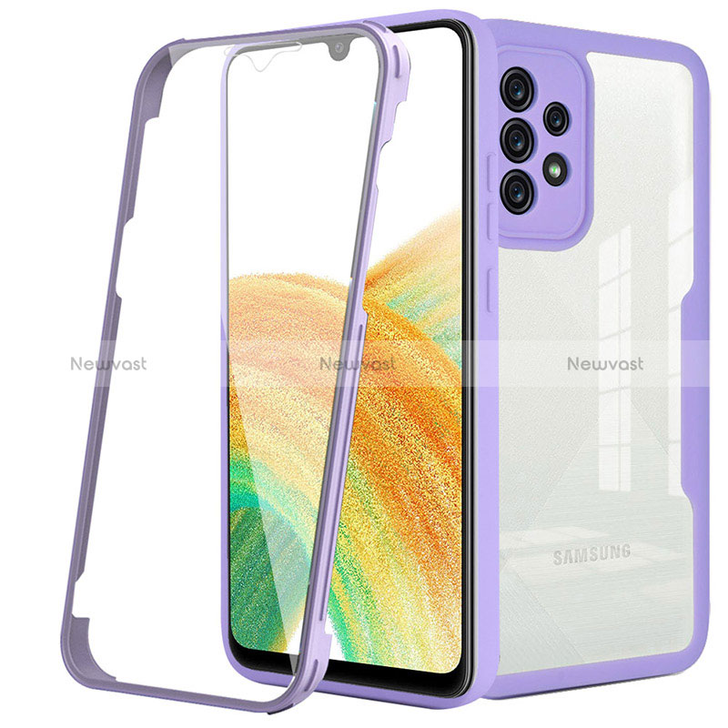 Silicone Transparent Frame Case Cover 360 Degrees MJ1 for Samsung Galaxy A33 5G Purple