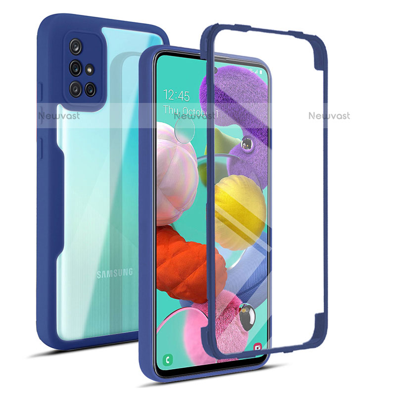 Silicone Transparent Frame Case Cover 360 Degrees MJ1 for Samsung Galaxy A51 4G Blue