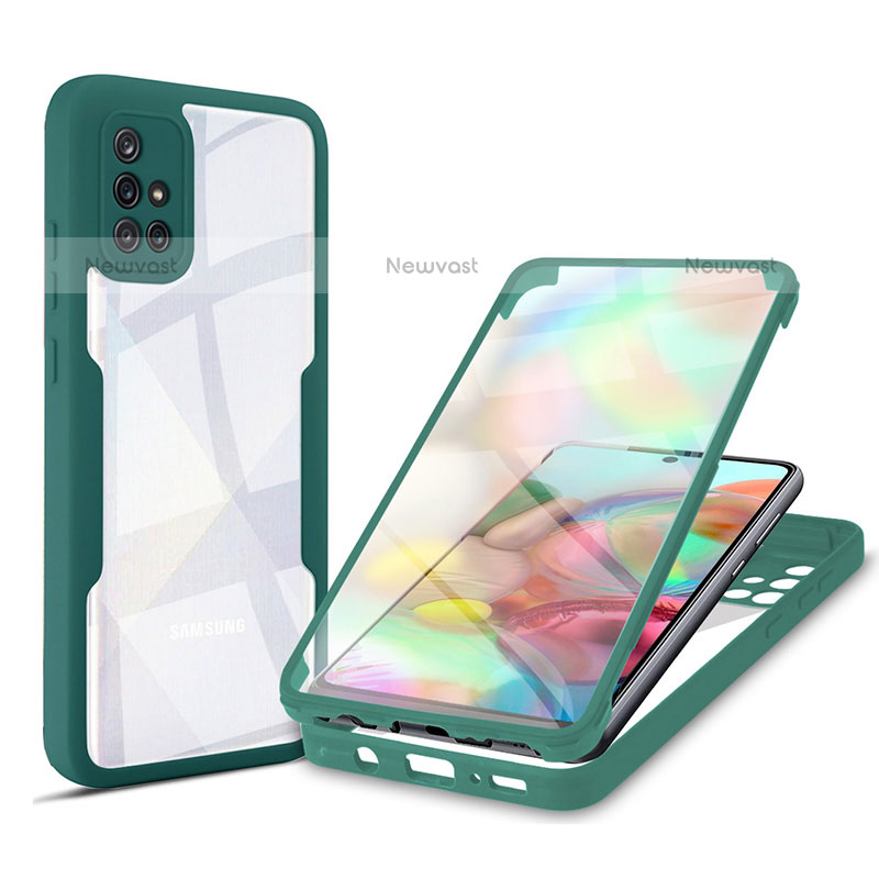 Silicone Transparent Frame Case Cover 360 Degrees MJ1 for Samsung Galaxy A71 4G A715