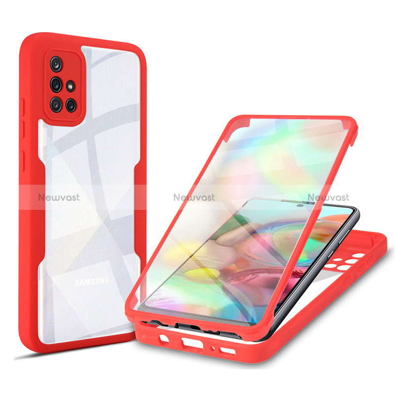 Silicone Transparent Frame Case Cover 360 Degrees MJ1 for Samsung Galaxy A71 5G Red