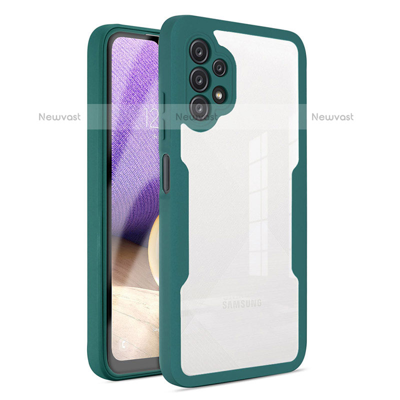 Silicone Transparent Frame Case Cover 360 Degrees MJ1 for Samsung Galaxy M32 5G Green