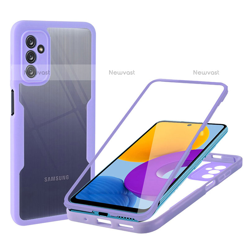 Silicone Transparent Frame Case Cover 360 Degrees MJ1 for Samsung Galaxy M52 5G Purple