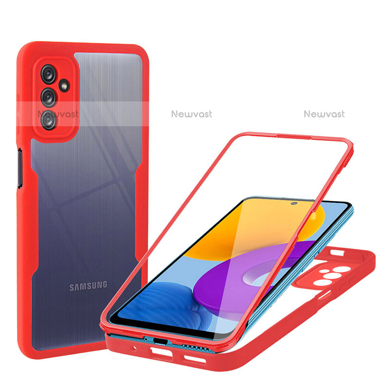 Silicone Transparent Frame Case Cover 360 Degrees MJ1 for Samsung Galaxy M52 5G Red