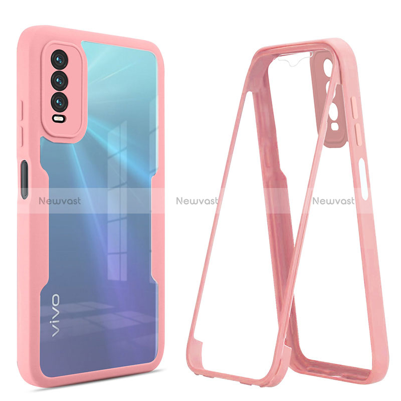 Silicone Transparent Frame Case Cover 360 Degrees MJ1 for Vivo Y12s