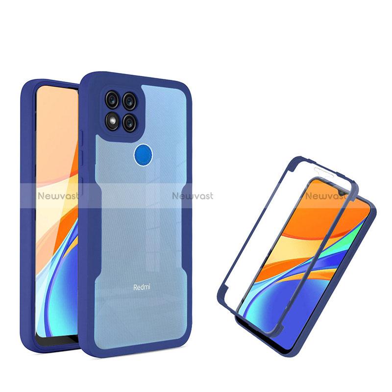 Silicone Transparent Frame Case Cover 360 Degrees MJ1 for Xiaomi Redmi 9 India Blue