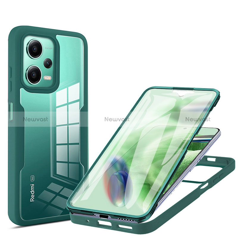 Silicone Transparent Frame Case Cover 360 Degrees MJ1 for Xiaomi Redmi Note 12 5G Green