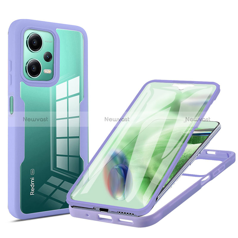 Silicone Transparent Frame Case Cover 360 Degrees MJ1 for Xiaomi Redmi Note 12 5G Purple