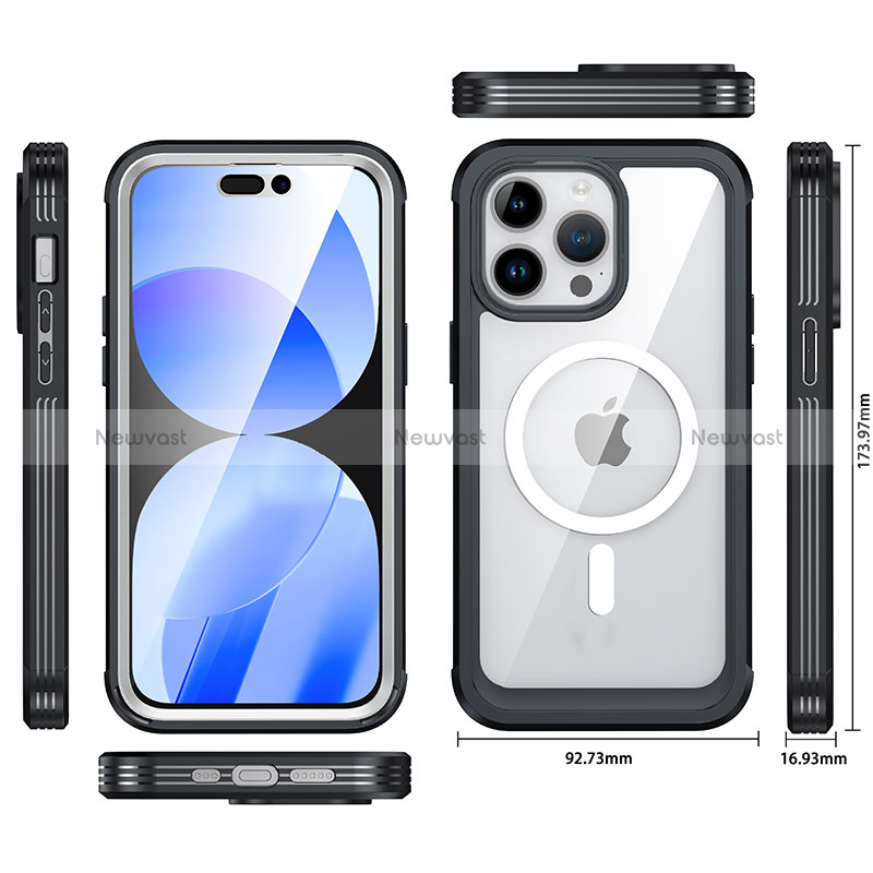Silicone Transparent Frame Case Cover 360 Degrees with Mag-Safe Magnetic AC1 for Apple iPhone 13 Pro