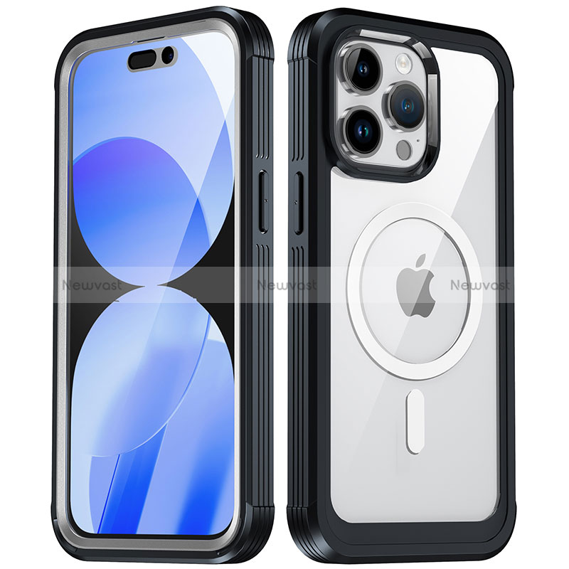 Silicone Transparent Frame Case Cover 360 Degrees with Mag-Safe Magnetic AC1 for Apple iPhone 13 Pro