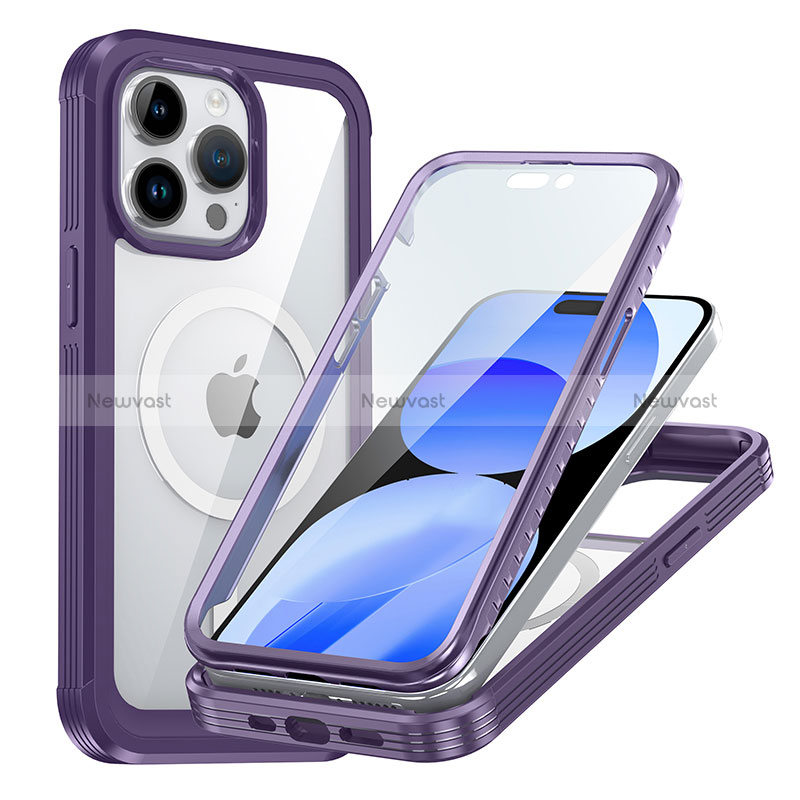 Silicone Transparent Frame Case Cover 360 Degrees with Mag-Safe Magnetic AC1 for Apple iPhone 14 Pro