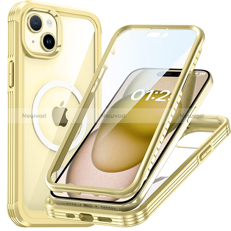 Silicone Transparent Frame Case Cover 360 Degrees with Mag-Safe Magnetic T01 for Apple iPhone 14