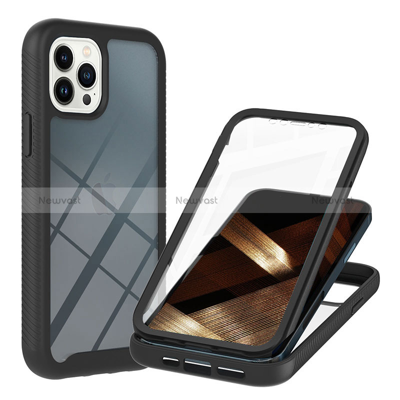 Silicone Transparent Frame Case Cover 360 Degrees YB1 for Apple iPhone 13 Pro Max Black