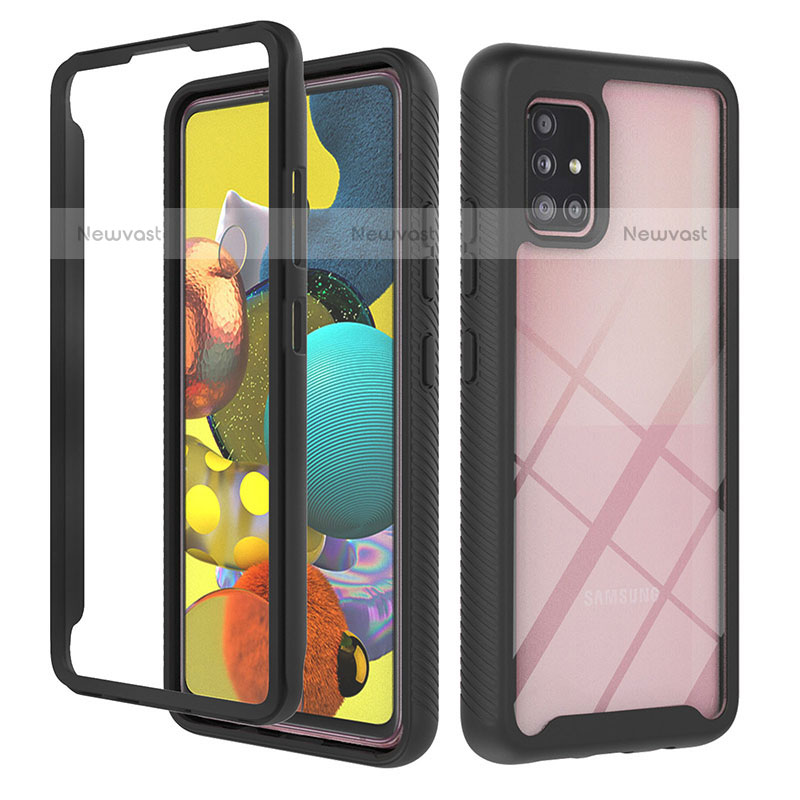 Silicone Transparent Frame Case Cover 360 Degrees YB1 for Samsung Galaxy A51 4G Black