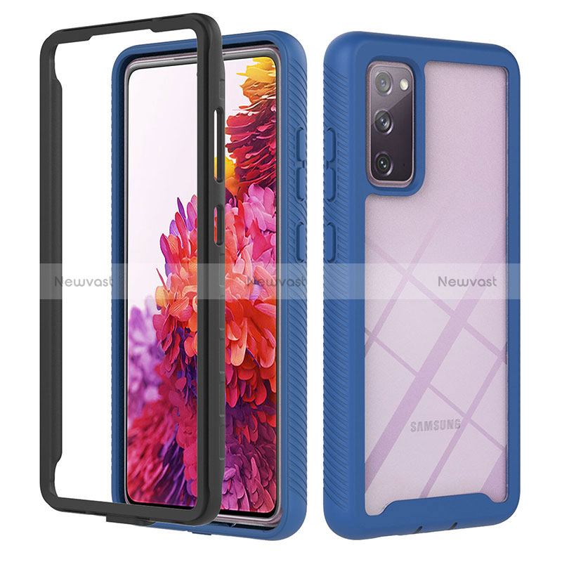 Silicone Transparent Frame Case Cover 360 Degrees YB1 for Samsung Galaxy S20 Lite 5G Blue
