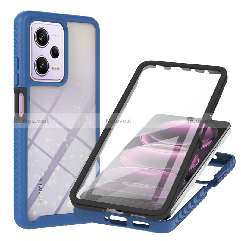 Silicone Transparent Frame Case Cover 360 Degrees YB1 for Xiaomi Redmi Note 12 Pro 5G