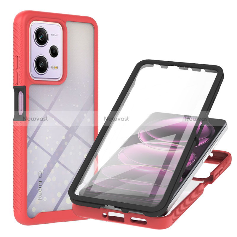 Silicone Transparent Frame Case Cover 360 Degrees YB1 for Xiaomi Redmi Note 12 Pro 5G