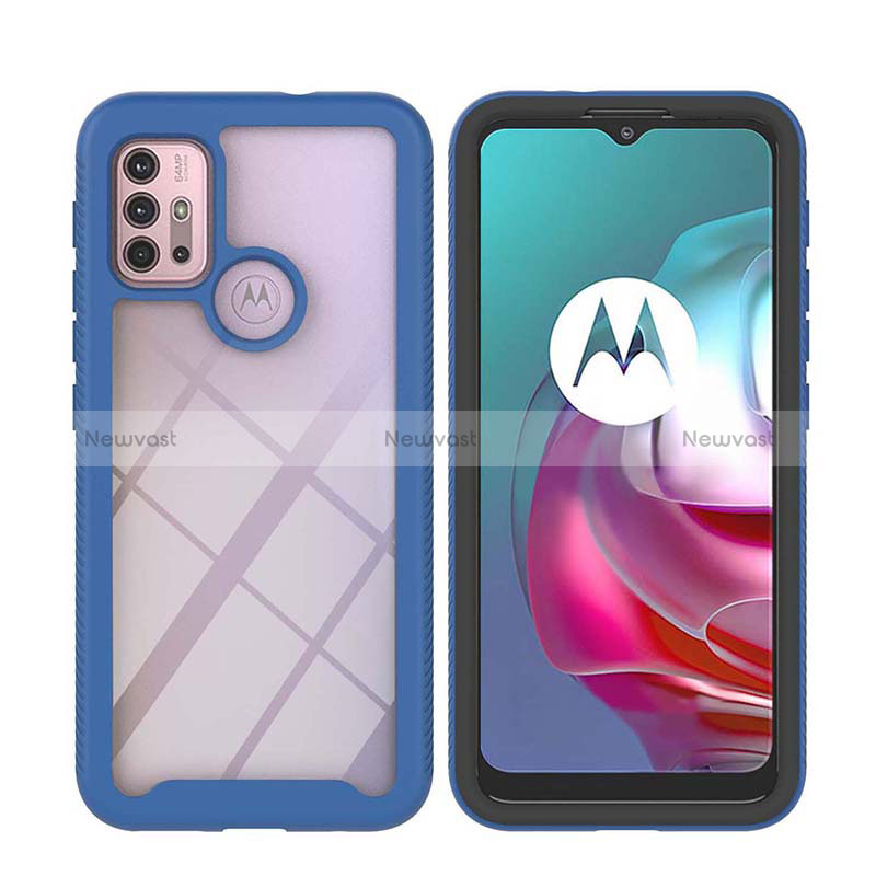 Silicone Transparent Frame Case Cover 360 Degrees YB2 for Motorola Moto G10 Power