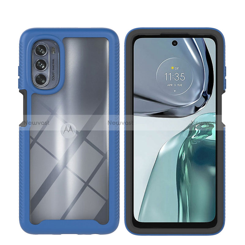Silicone Transparent Frame Case Cover 360 Degrees YB2 for Motorola Moto G62 5G