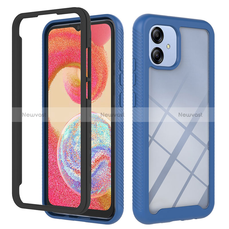 Silicone Transparent Frame Case Cover 360 Degrees YB2 for Samsung Galaxy A04E Blue
