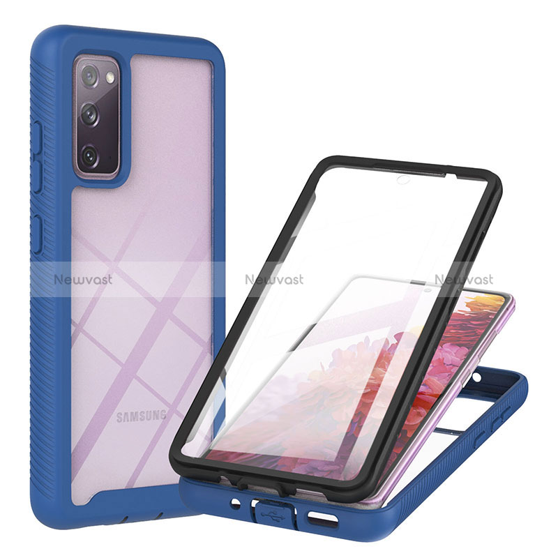 Silicone Transparent Frame Case Cover 360 Degrees YB2 for Samsung Galaxy S20 FE (2022) 5G Blue