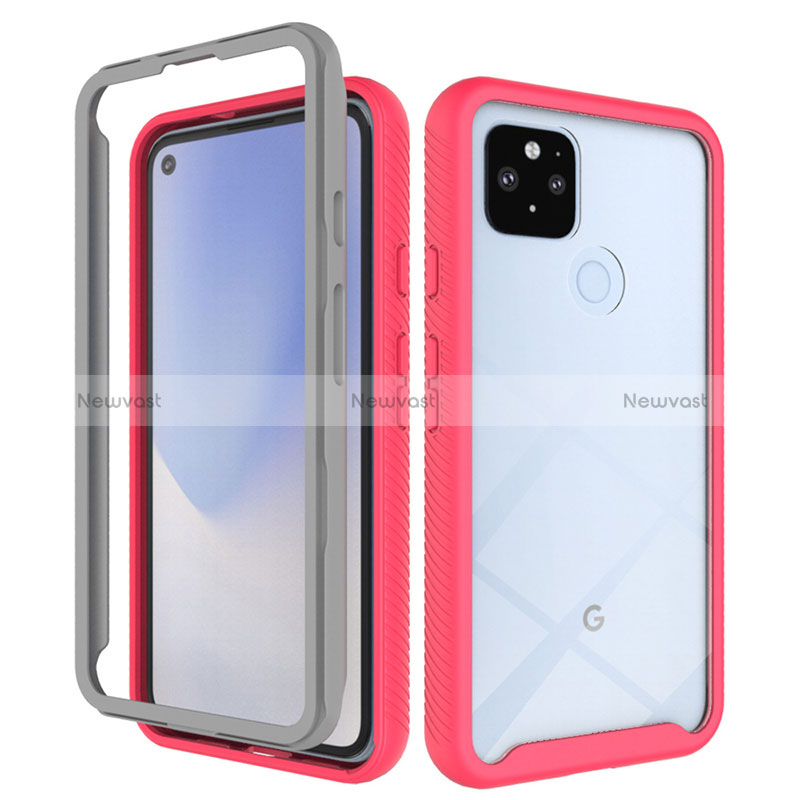 Silicone Transparent Frame Case Cover 360 Degrees ZJ1 for Google Pixel 4a 5G