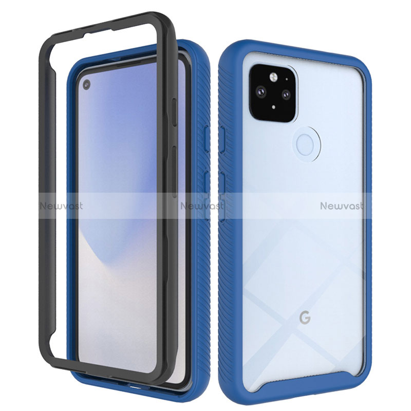 Silicone Transparent Frame Case Cover 360 Degrees ZJ1 for Google Pixel 4a 5G