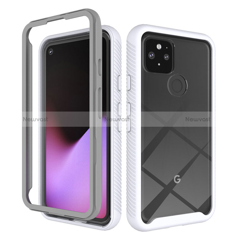 Silicone Transparent Frame Case Cover 360 Degrees ZJ1 for Google Pixel 5