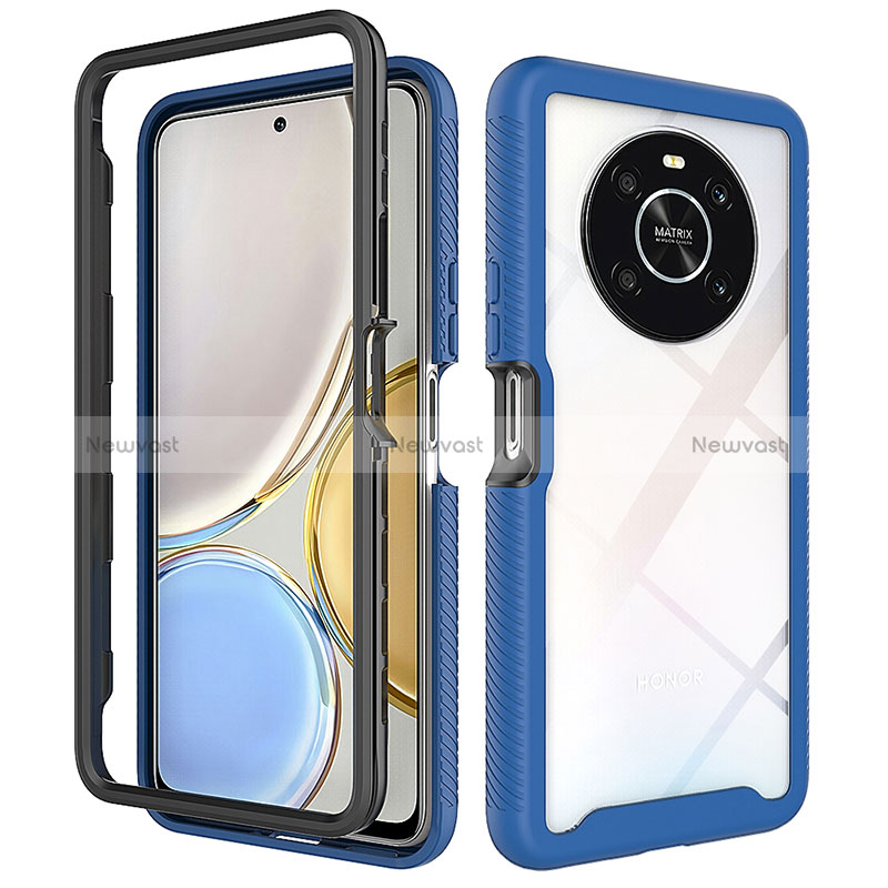 Silicone Transparent Frame Case Cover 360 Degrees ZJ1 for Huawei Honor Magic4 Lite 4G Blue
