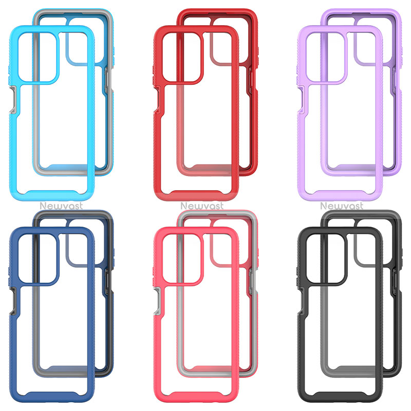 Silicone Transparent Frame Case Cover 360 Degrees ZJ1 for Huawei Honor X7a