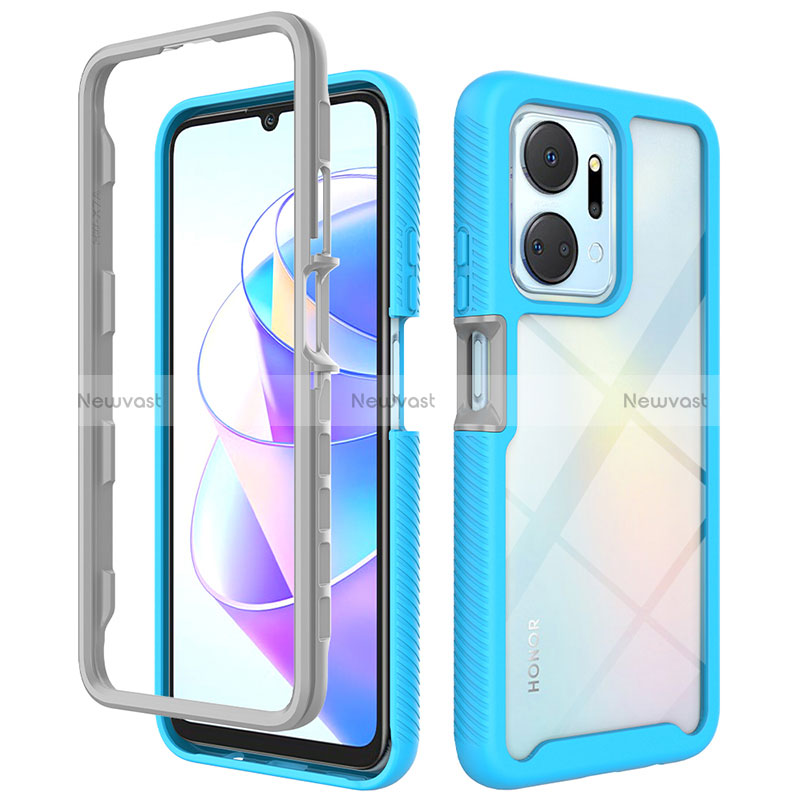 Silicone Transparent Frame Case Cover 360 Degrees ZJ1 for Huawei Honor X7a