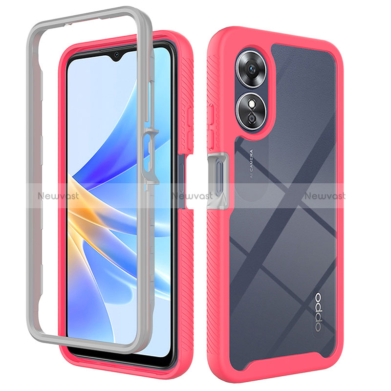 Silicone Transparent Frame Case Cover 360 Degrees ZJ1 for Oppo A17