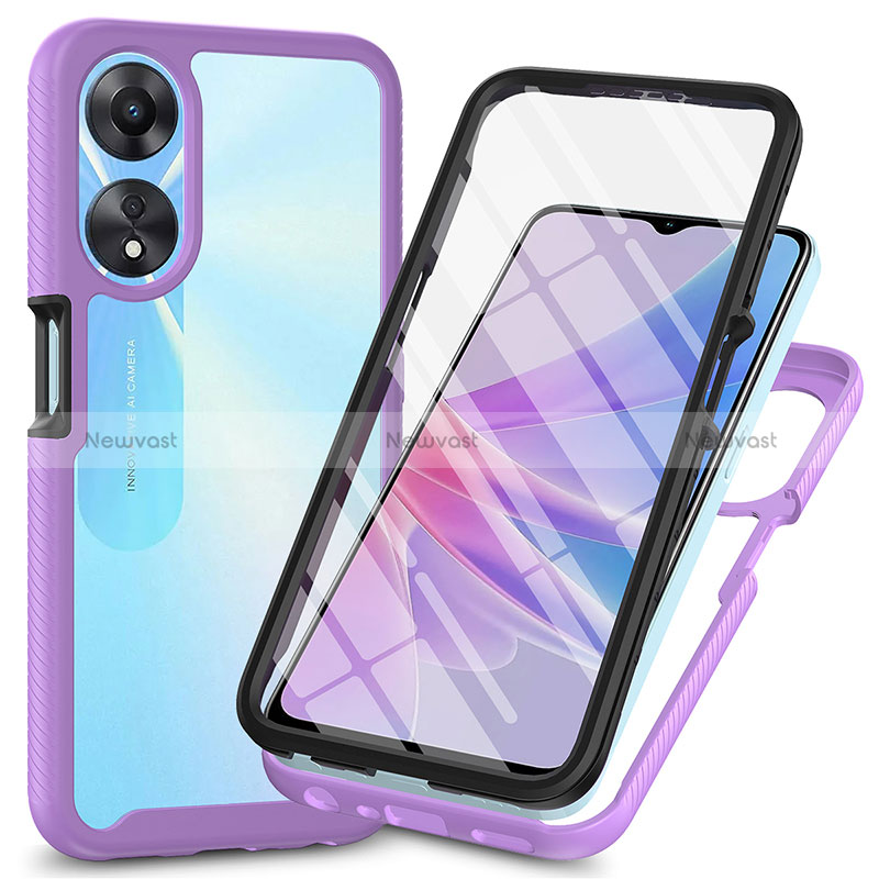 Silicone Transparent Frame Case Cover 360 Degrees ZJ1 for Oppo A58 5G