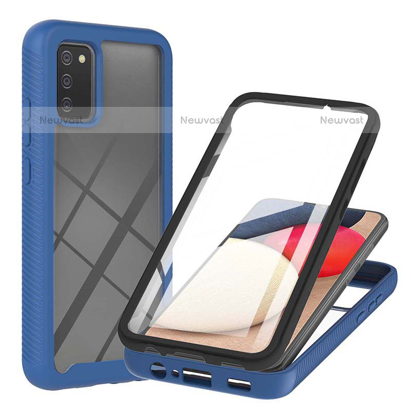 Silicone Transparent Frame Case Cover 360 Degrees ZJ1 for Samsung Galaxy A02s Blue