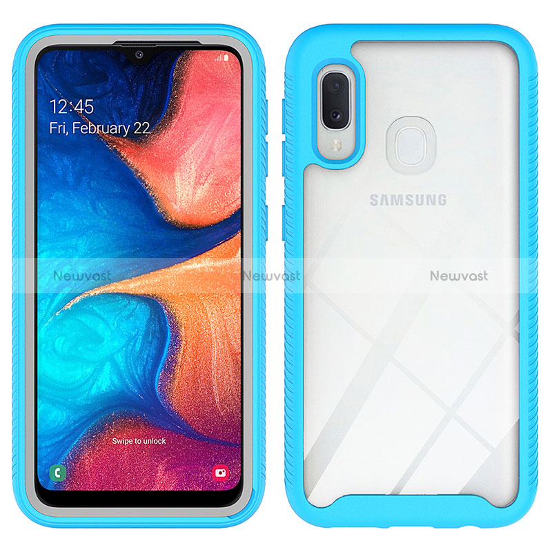 Silicone Transparent Frame Case Cover 360 Degrees ZJ1 for Samsung Galaxy A20e Sky Blue