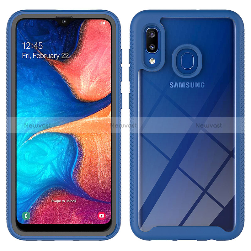 Silicone Transparent Frame Case Cover 360 Degrees ZJ1 for Samsung Galaxy A30 Blue