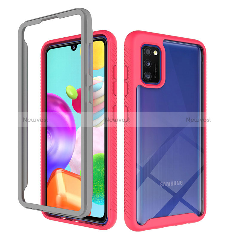 Silicone Transparent Frame Case Cover 360 Degrees ZJ1 for Samsung Galaxy A41 Hot Pink