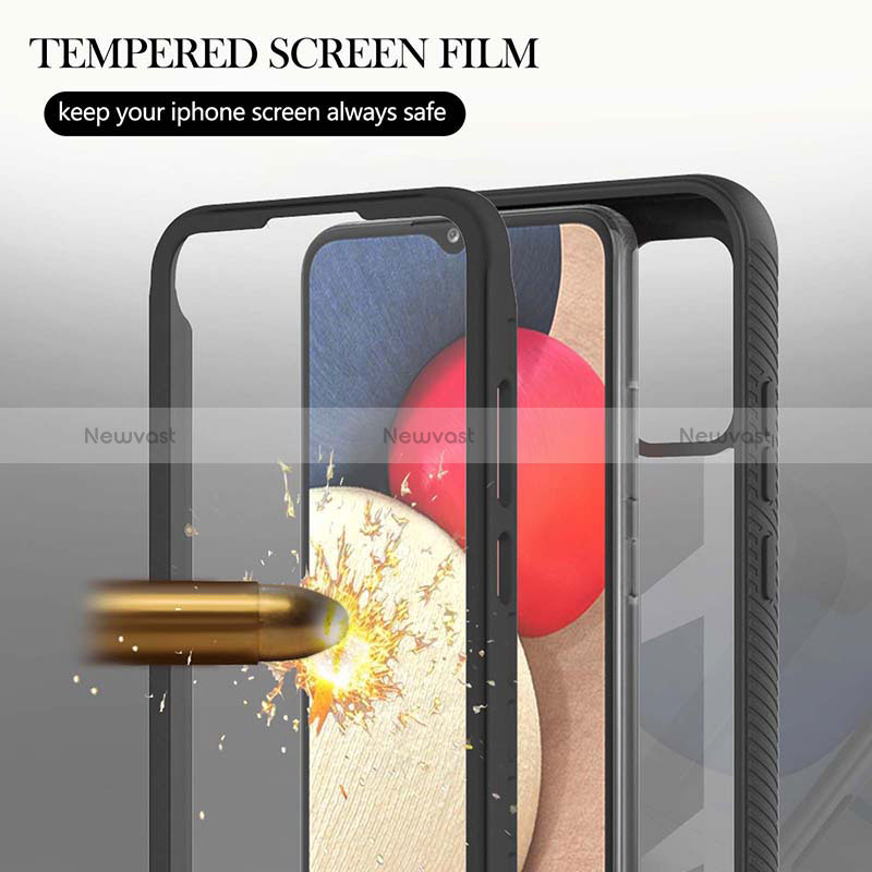 Silicone Transparent Frame Case Cover 360 Degrees ZJ1 for Samsung Galaxy F02S SM-E025F