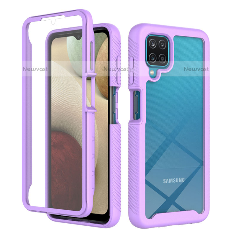 Silicone Transparent Frame Case Cover 360 Degrees ZJ1 for Samsung Galaxy F12 Clove Purple