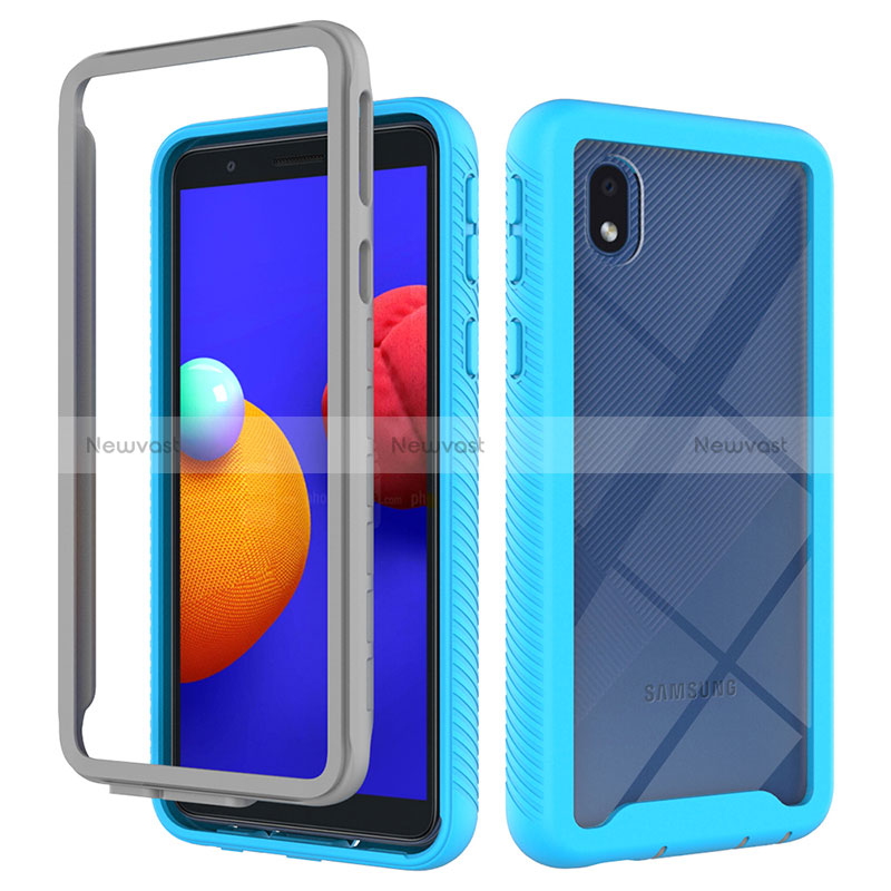 Silicone Transparent Frame Case Cover 360 Degrees ZJ1 for Samsung Galaxy M01 Core Sky Blue