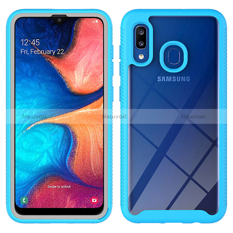 Silicone Transparent Frame Case Cover 360 Degrees ZJ1 for Samsung Galaxy M10S Sky Blue