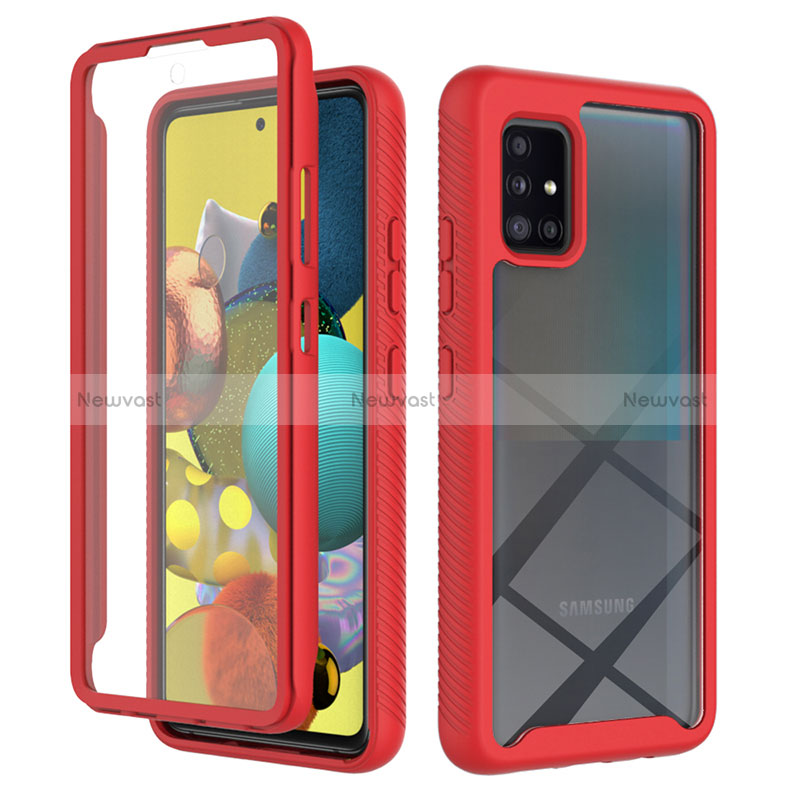 Silicone Transparent Frame Case Cover 360 Degrees ZJ1 for Samsung Galaxy M40S Red