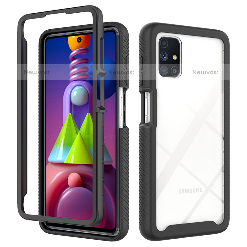 Silicone Transparent Frame Case Cover 360 Degrees ZJ1 for Samsung Galaxy M51 Black
