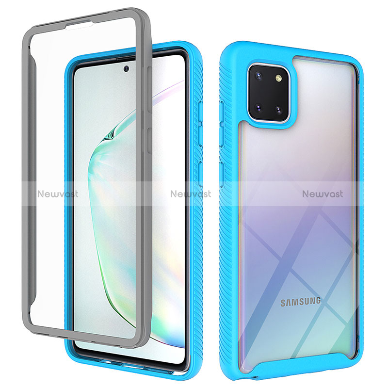 Silicone Transparent Frame Case Cover 360 Degrees ZJ1 for Samsung Galaxy M60s Sky Blue