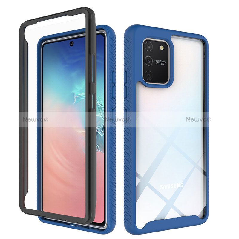 Silicone Transparent Frame Case Cover 360 Degrees ZJ1 for Samsung Galaxy M80S Blue